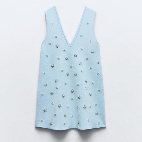 ZARA BEADED JEWEL KNIT MINI DRESS NWT - Picture 4 of 7